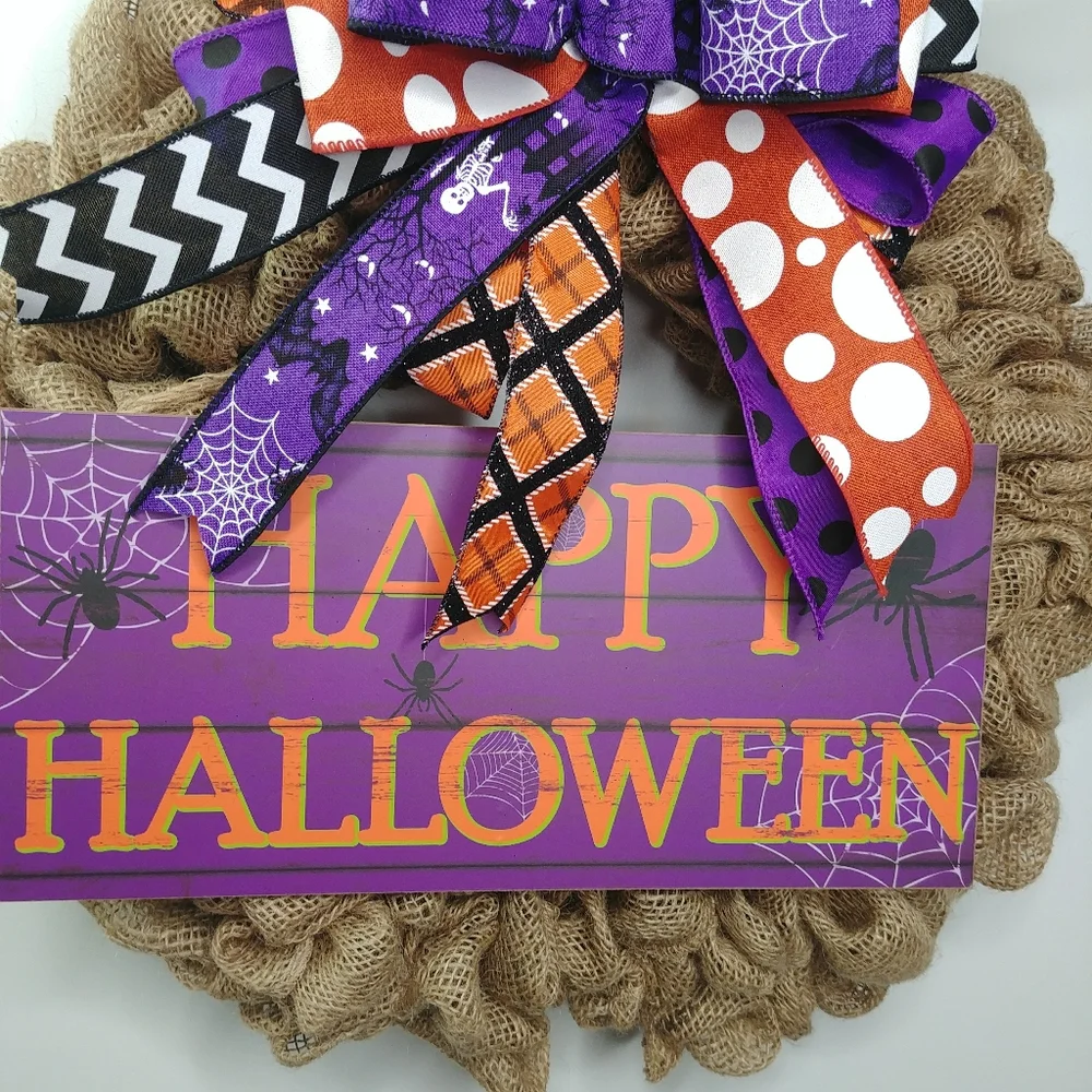 Halloween Burlap Wreath Handmade